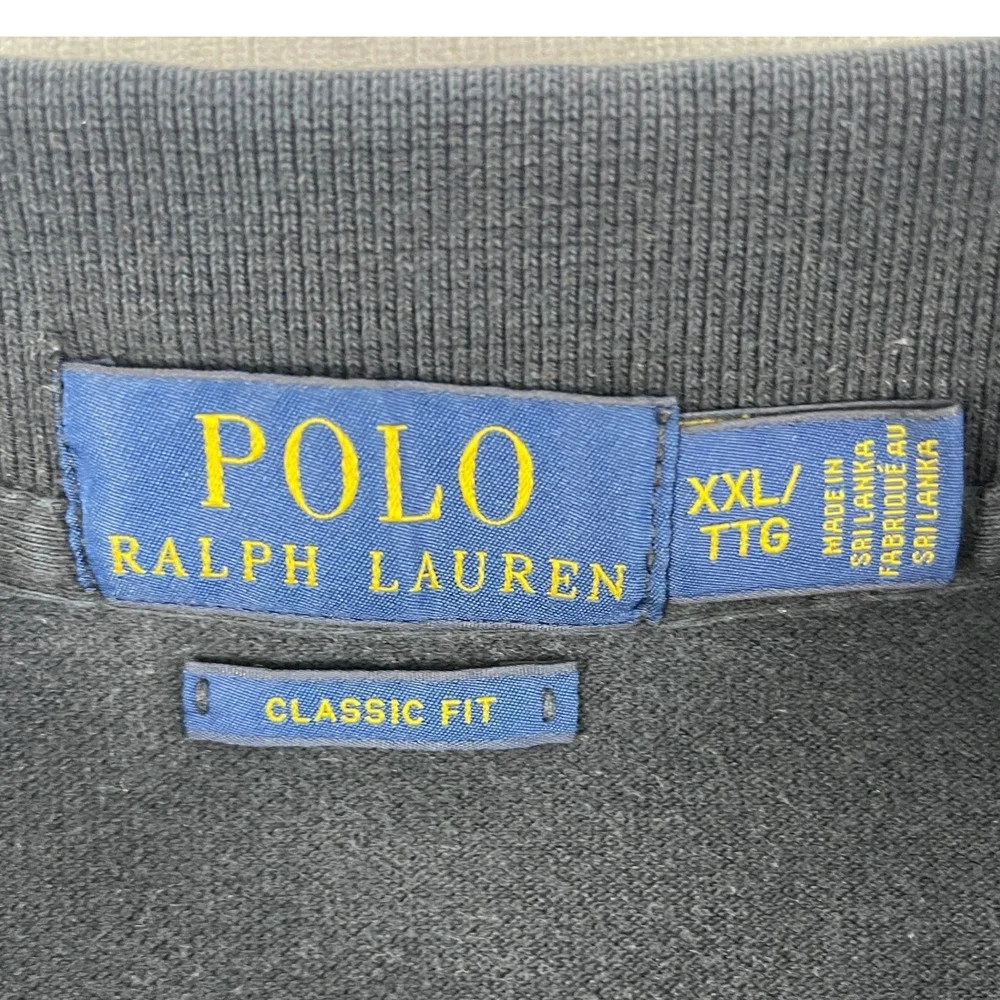 Polo Ralph Lauren Men XXL Black Polo Shirt Purple Pony Classic Fit